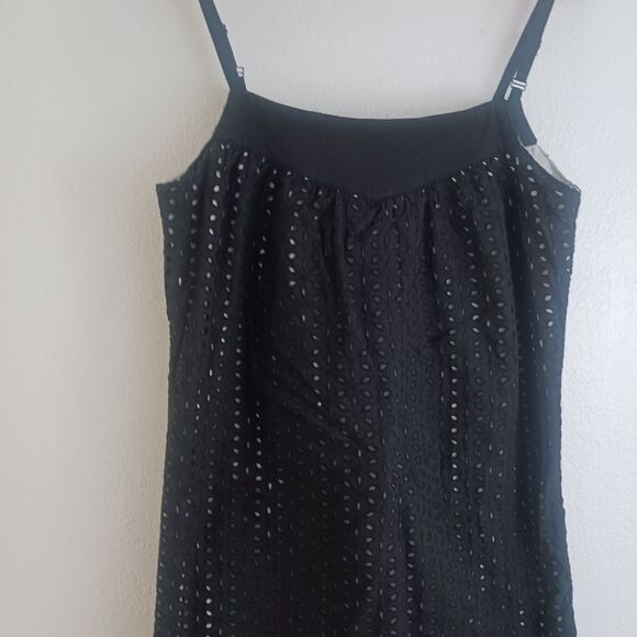 Roxy Junior Size Black Eyelet Spaghetti Strap Short Sundress suze M - Picture 6 of 6